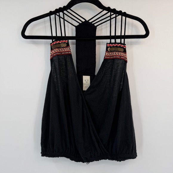 Free People Tops - Free People We The Free Black Coin Beaded Cage Back Tank Top Medium Gypsy Boho